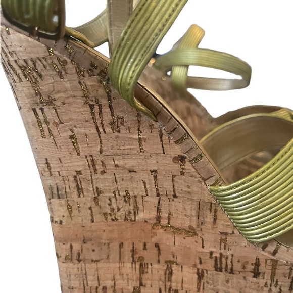LUICHINY Mystical Gold Cork Wedge Platform Sandals Sz 9 - Picture 10 of 13